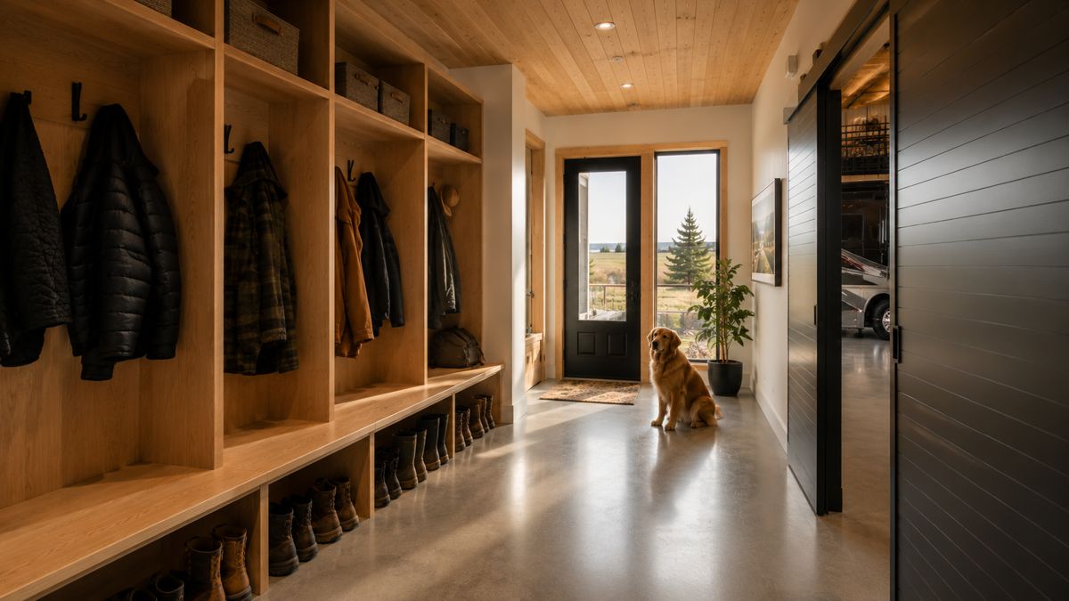 Mudroom link between shop and home