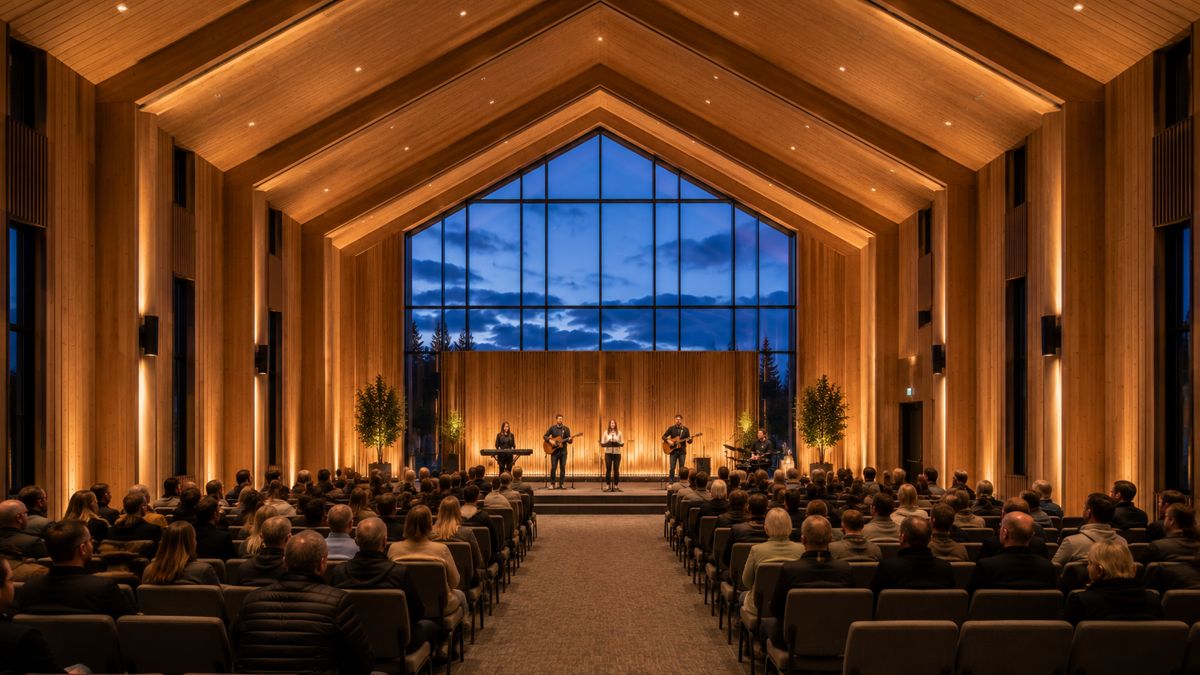Sanctuary with glulam frames
