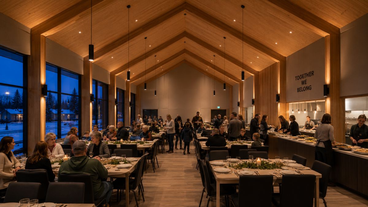 Multipurpose hall set for community dinner