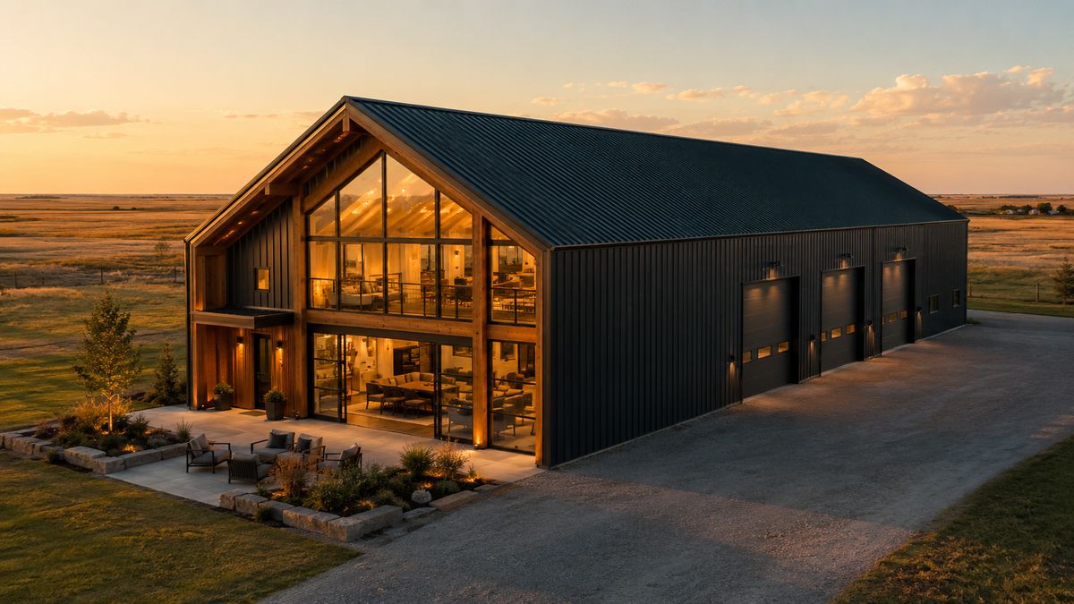 The Summit Barndo: two-storey timber home and shop under one continuous roof