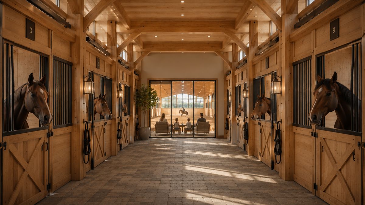 Stable aisle and viewing lounge
